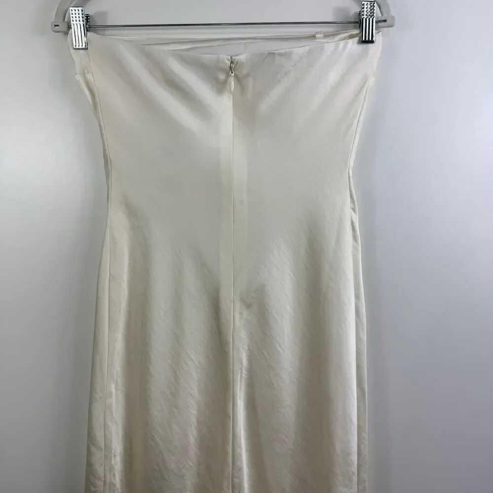 NWT Abercrombie & Fitch Satin Maxi Slip Dress Small Ivory Detachable Straps